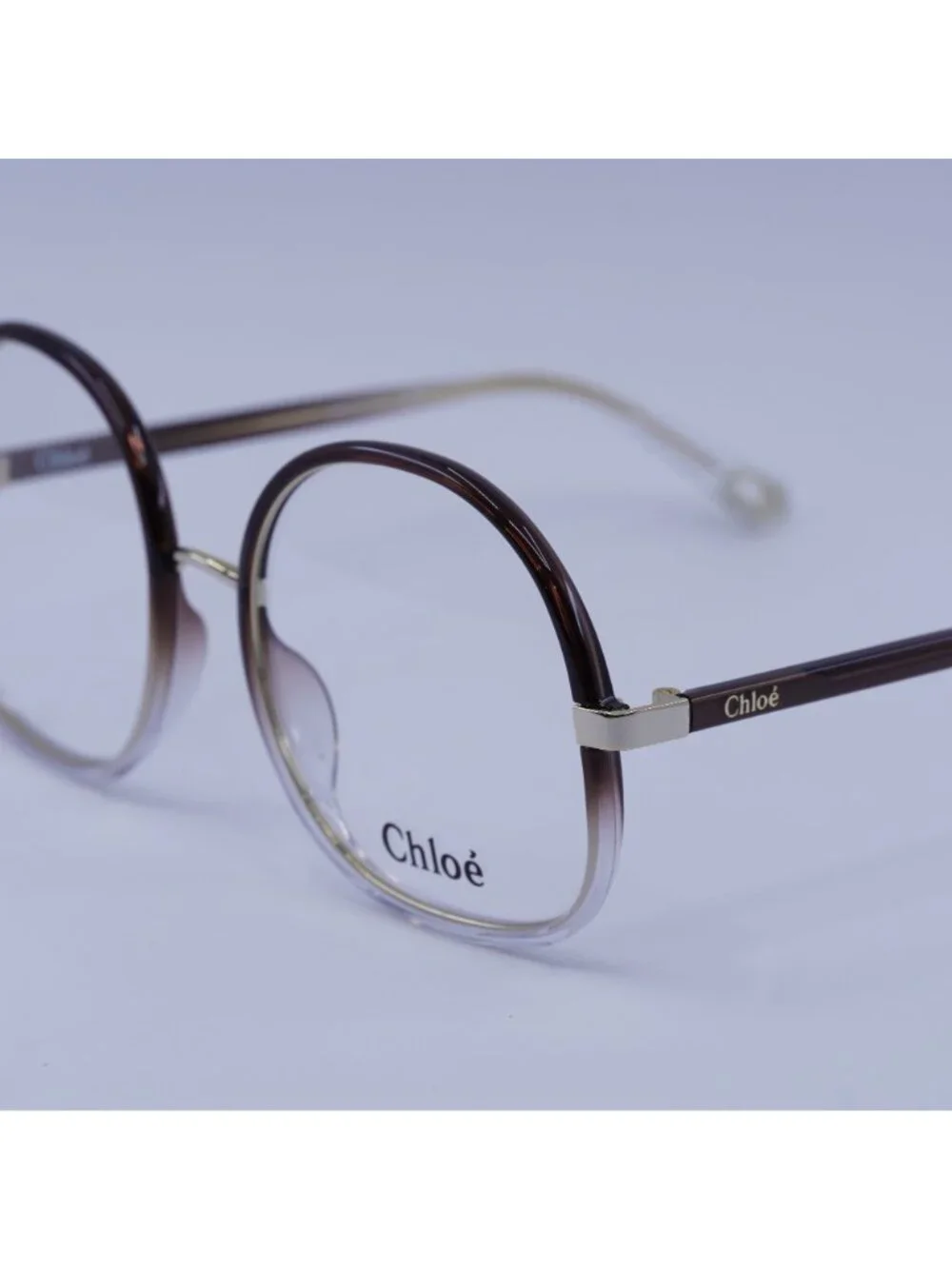 Chloe CH0032O 002 Eyeglasses Brown Gradient 55mm Round Frame